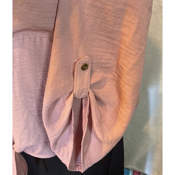 Womens 2x Adrienne Vittadini Rose Colored Button Down Blouse Front Tie - Picture 2 of 9